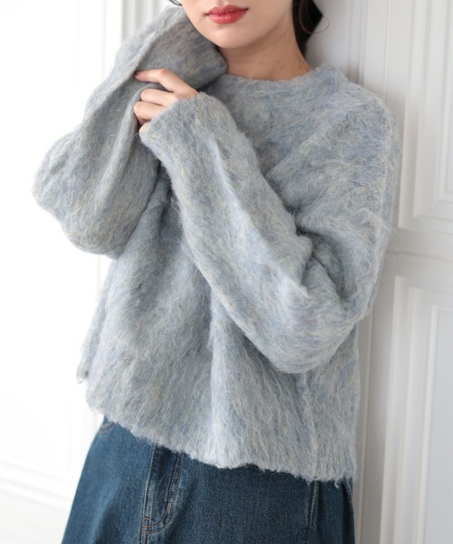 Ruwan yu(ルワンユー)の「シャギーニットプルオーバー【大きいサイズ対応】(ニット/セーター・レディース・ブルー・4L/3L/LL/L)」の6枚目の写真