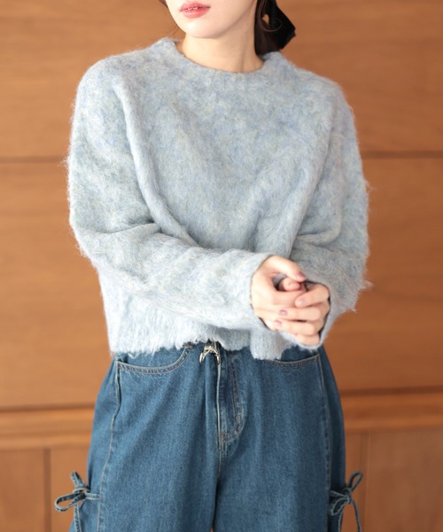 Ruwan yu(ルワンユー)の「シャギーニットプルオーバー【大きいサイズ対応】(ニット/セーター・レディース・ブルー・4L/3L/LL/L)」の8枚目の写真
