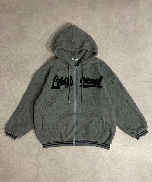 link lot（リンクロット）の「ボアフリース裾ラインロゴフードブルゾン（パーカー・メンズ・グレー/ホワイト/ネイビー・M）」の15枚目の写真