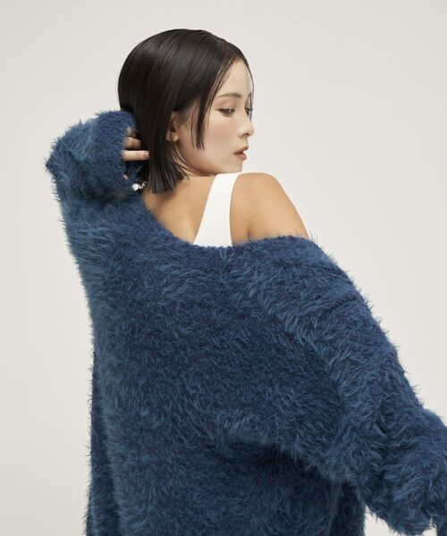 YECCA VECCA(イェッカヴェッカ)の「【尾崎紗代子×YECCA VECCA】ブークレフェザーニットカーディガン(カーディガン/ボレロ・レディース・レッド/チャコールグレー/サックスブルー/ブルーグリーン・FREE)」の20枚目の写真