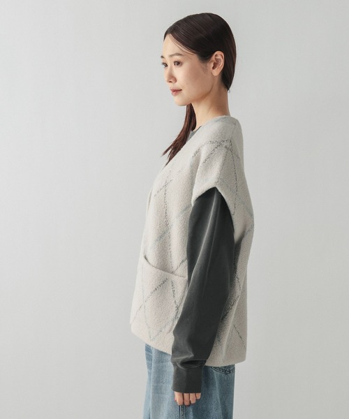 GLOBAL WORK（グローバルワーク）の「アソート柄シャギーベスト/603604（ベスト・レディース・グレー系その他/ライトグレー・MEDIUM/LARGE）」の6枚目の写真