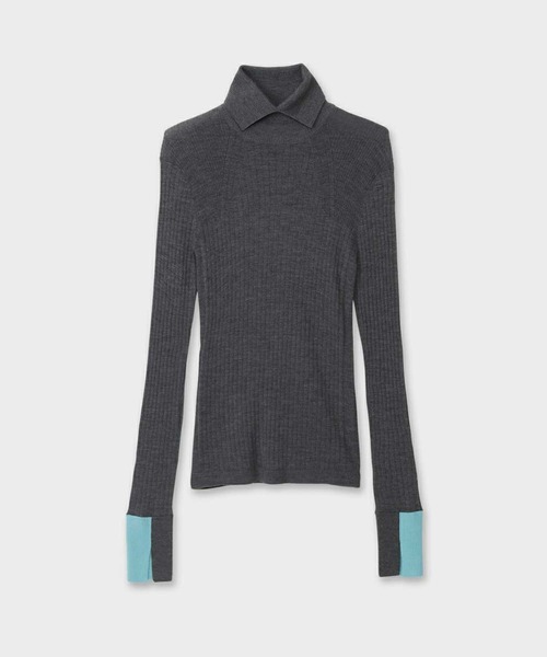 CINOH(チノ)の「【CINOH/チノ】TURTLE NECK TIGHT KNIT/タートルネックタイトニット(ニット/セーター・レディース・ライトブルー/チャコールグレー/ブラウン・38)」の2枚目の写真
