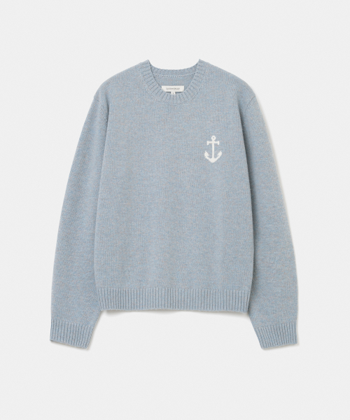 UNIFORM BRIDGE(ユニフォームブリッジ)の「cashmere blended anchor crew neck knit sky blue(ニット/セーター・メンズ・その他・MEDIUM/LARGE/X-LARGE/XX-LARGE)」の1枚目の写真