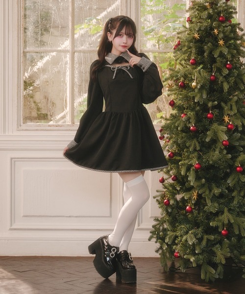 胸開き配色ワンピース（ワンピース）｜Pal elfy（パルエルフィー）の