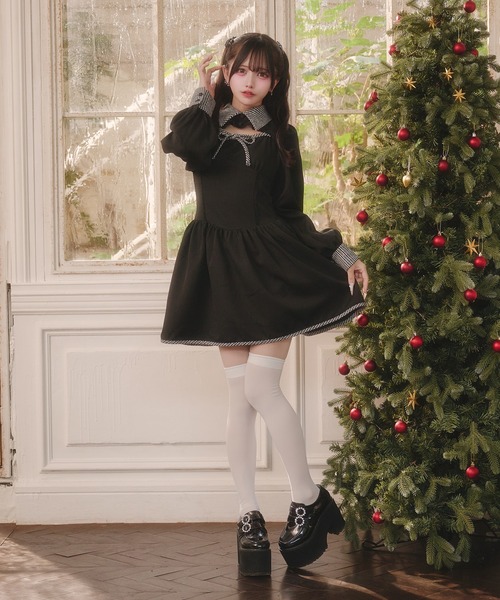 胸開き配色ワンピース（ワンピース）｜Pal elfy（パルエルフィー）の