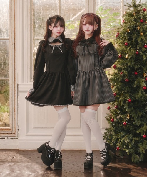 胸開き配色ワンピース（ワンピース）｜Pal elfy（パルエルフィー）の