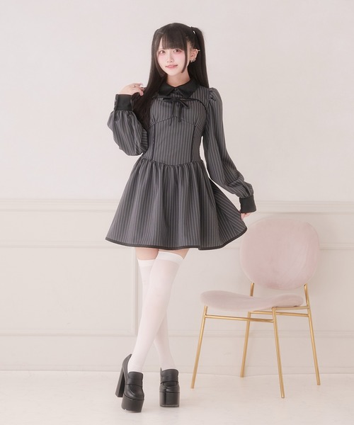 Pal elfy(パルエルフィー)の「胸開き配色ワンピース(ワンピース・レディース・ブラック/チャコールグレー・フリー)」の13枚目の写真