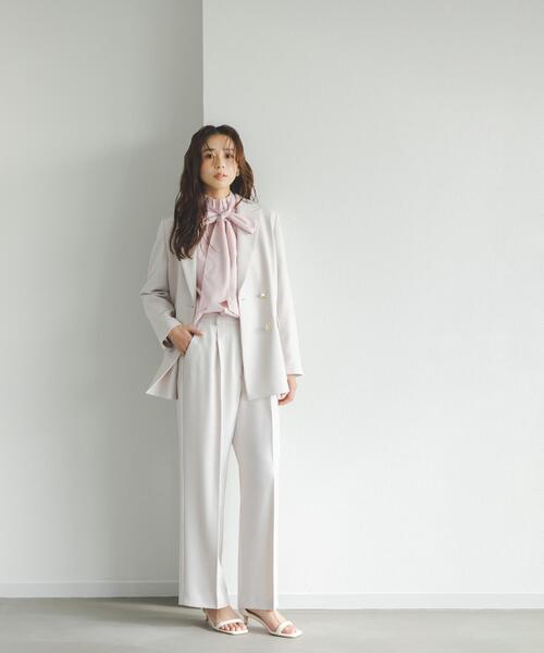 NATURAL BEAUTY BASIC（ナチュラルビューティーベーシック）の「◇ダブルブレスト SETUP パンツ（その他パンツ・レディース・ネイビー/ベージュ系その他/ピンク系その他/オフホワイト・SMALL/MEDIUM）」の4枚目の写真