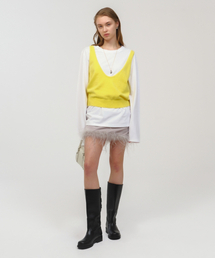 Ostrich Hair Mini Skirt / Silver