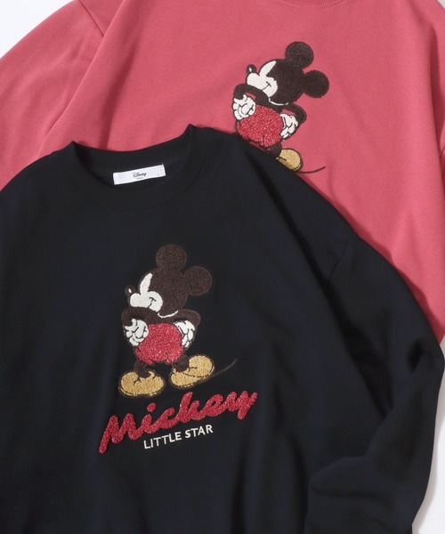 MICKEY MOUSE（ミッキーマウス）の「2026SS Disney/ディズニー ミッキー トイストーリー 裏毛 サガラ刺繍 オーバーサイズ スウェットトレーナー（スウェット・レディース・アイボリー/ブラック/レッド/パープル・M/L）」の2枚目の写真