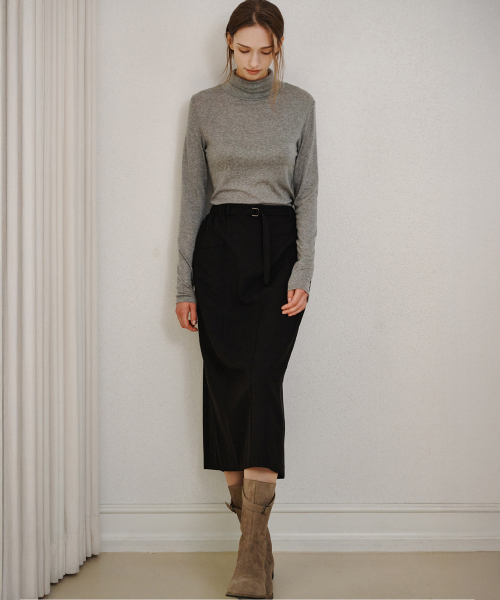 MALOUPE（マロップ）の「3107 ストレッチHラインスカート (ブラック)（スカート・レディース・ブラック・SMALL/MEDIUM）」の3枚目の写真