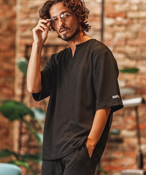 mt10138-Waffle Mesh Key Neck Pullover キーネックTシャツ(F26S080
