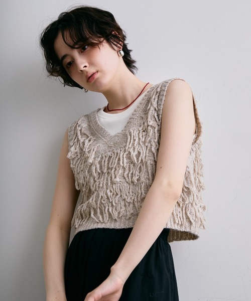 Trish(トリッシュ)の「ニットフリンジベスト(Tシャツ/カットソー・レディース・ベージュ/ブラウン・MEDIUM)」の19枚目の写真