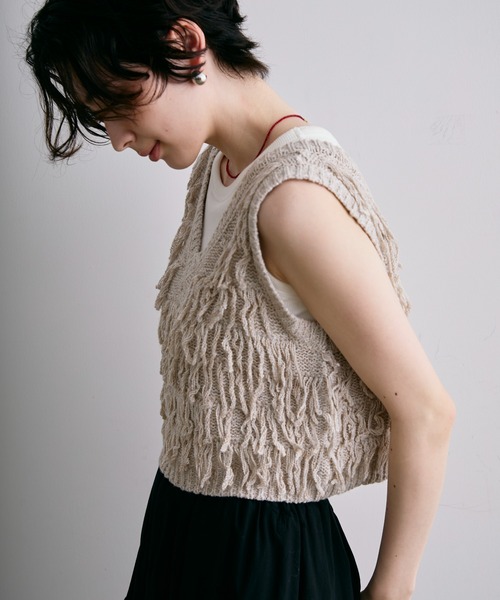 Trish(トリッシュ)の「ニットフリンジベスト(Tシャツ/カットソー・レディース・ベージュ/ブラウン・MEDIUM)」の21枚目の写真