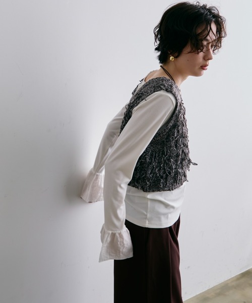 Trish(トリッシュ)の「ニットフリンジベスト(Tシャツ/カットソー・レディース・ベージュ/ブラウン・MEDIUM)」の7枚目の写真