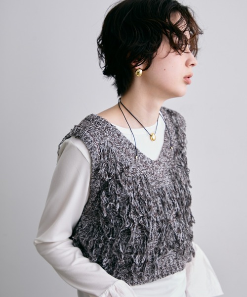 Trish(トリッシュ)の「ニットフリンジベスト(Tシャツ/カットソー・レディース・ベージュ/ブラウン・MEDIUM)」の10枚目の写真