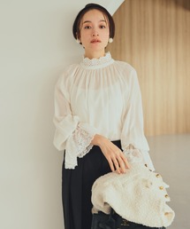 PUAL CE CIN | 襟袖レースプチハイネックブラウス(シャツ/ブラウス)