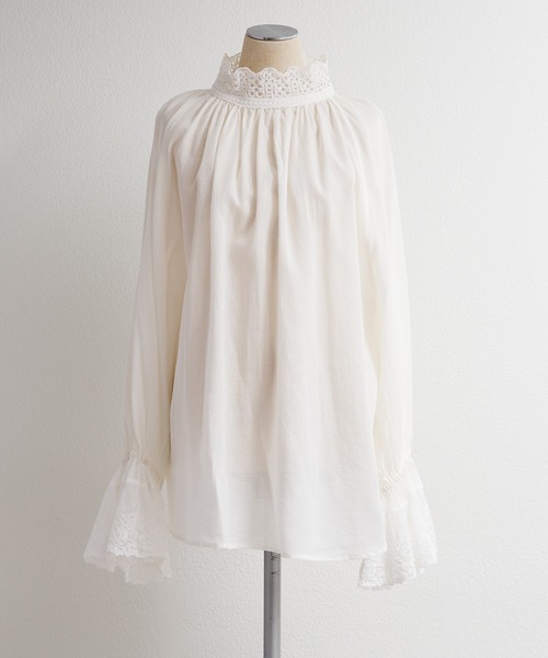襟袖レースプチハイネックブラウス（シャツ/ブラウス）｜PUAL CE CIN
