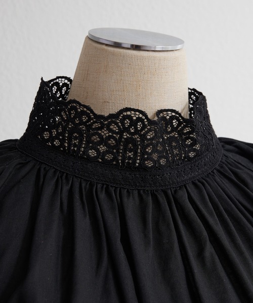 PUAL CE CIN（ピュアルセシン）の「襟袖レースプチハイネックブラウス（シャツ/ブラウス・レディース・オフホワイト/ブラック・FREE）」の11枚目の写真