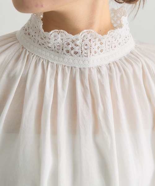 PUAL CE CIN（ピュアルセシン）の「襟袖レースプチハイネックブラウス（シャツ/ブラウス・レディース・オフホワイト/ブラック・FREE）」の18枚目の写真
