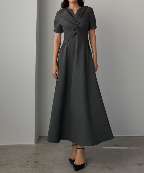 Louere（ルエレ）の「ツイストデザインフレアワンピース（ワンピース・レディース・ブラック/ネイビー/チャコール・SMALL/MEDIUM/LARGE/X-LARGE）」の21枚目の写真