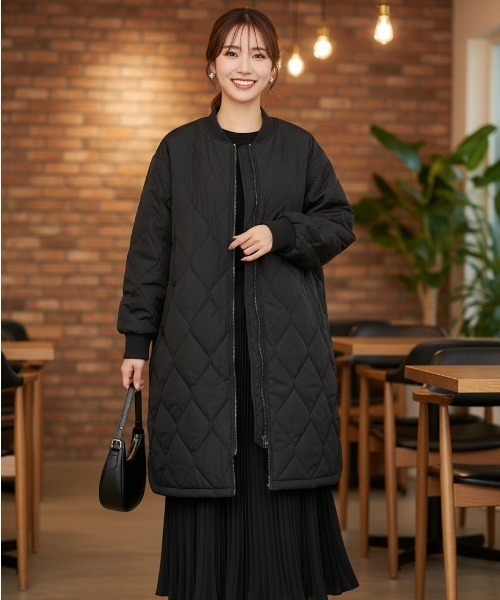 BY THE BAY(バイザベイ)の「アウター/キルティングブルゾン・ノーカラー ジャケット コート(ブルゾン・レディース・グリーン/ブラック・FREE)」の2枚目の写真