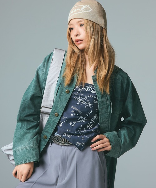 X-girl（エックスガール）の「FADED MILITARY SHIRT（シャツ/ブラウス・レディース・ブラック/オリーブ・S/M）」の4枚目の写真