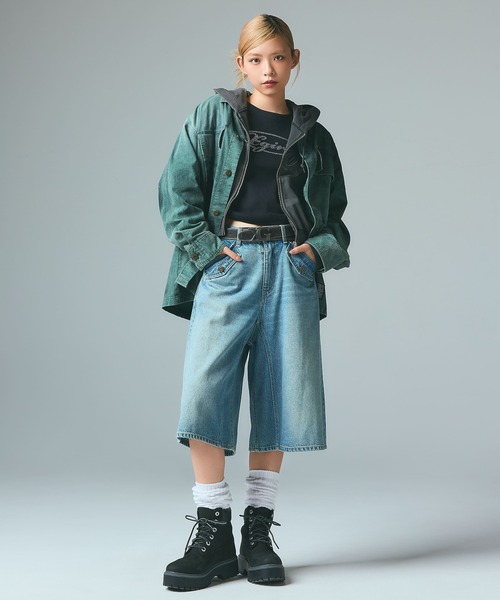 X-girl（エックスガール）の「FADED MILITARY SHIRT（シャツ/ブラウス・レディース・ブラック/オリーブ・S/M）」の9枚目の写真