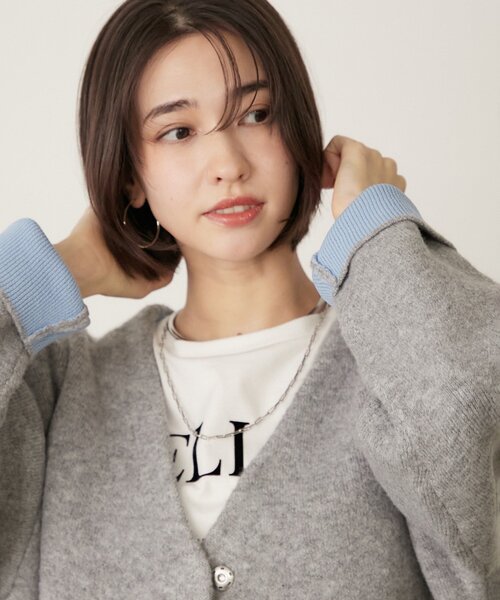 Remind me and forever（リマインドミーアンドフォーエバー）の「【WEB限定】【nane】Wフェイス配色カーディガン（カーディガン/ボレロ・レディース・グレー/チャコールグレー/ネイビー・FREE）」の9枚目の写真