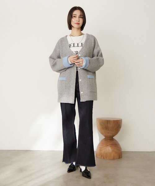 Remind me and forever（リマインドミーアンドフォーエバー）の「【WEB限定】【nane】Wフェイス配色カーディガン（カーディガン/ボレロ・レディース・グレー/チャコールグレー/ネイビー・FREE）」の13枚目の写真