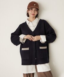 【WEB限定】【nane】Wフェイス配色カーディガン