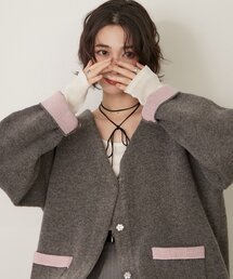 【WEB限定】【nane】Wフェイス配色カーディガン