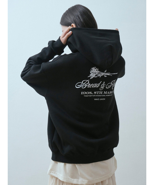 WAVE UNION（ウェーブユニオン）の「Bread and roses Hoodie black（パーカー・レディース・その他・2）」の2枚目の写真