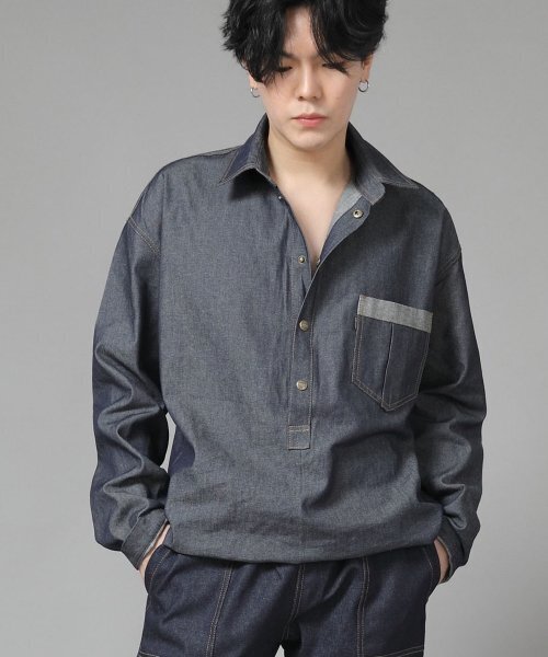 SAINTCREW(セントクルー)の「リンクルポケットアノラックシャツ WPA-413 デニムライトインディゴ(シャツ/ブラウス・メンズ・その他・MEDIUM/LARGE/X-LARGE)」の1枚目の写真