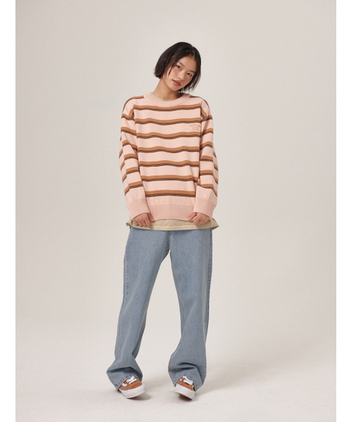 FLATWAVE IN SEOUL(フラットウェーブインソウル)の「Aav Stripe Vintage Cotton Round Knit Beige(ニット/セーター・メンズ・その他・MEDIUM/LARGE)」の2枚目の写真
