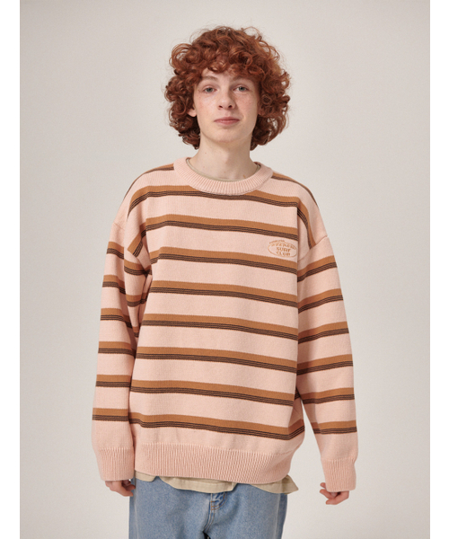 FLATWAVE IN SEOUL(フラットウェーブインソウル)の「Aav Stripe Vintage Cotton Round Knit Beige(ニット/セーター・メンズ・その他・MEDIUM/LARGE)」の3枚目の写真
