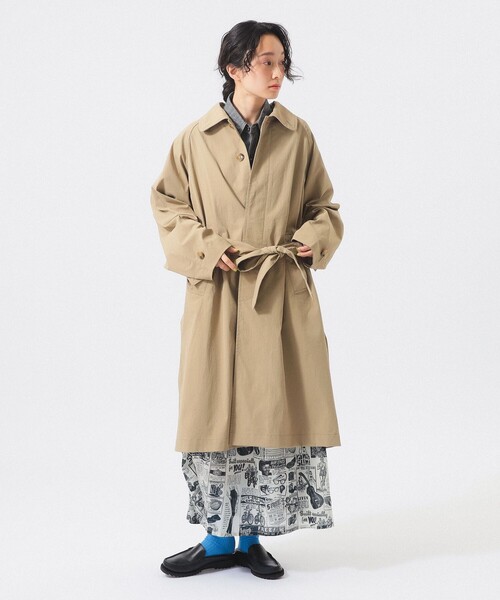 BEAMS BOY（ビームスボーイ）の「ソロテックス バルマカンコート（ステンカラーコート・レディース・ベージュ/ネイビー・1/2）」の5枚目の写真