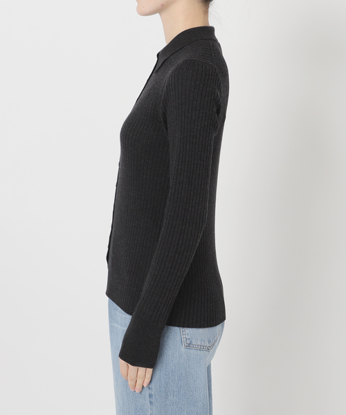 IENA（イエナ）の「EXメリノリブ ポロ襟カーディガン（カーディガン/ボレロ・レディース・ピンク/ブラック系その他/グレー・FREE）」の8枚目の写真