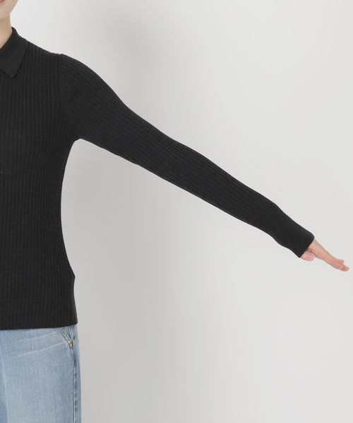 IENA（イエナ）の「EXメリノリブ ポロ襟カーディガン（カーディガン/ボレロ・レディース・ピンク/ブラック系その他/グレー・FREE）」の19枚目の写真