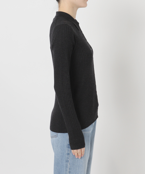 IENA（イエナ）の「EXメリノリブ ポロ襟カーディガン（カーディガン/ボレロ・レディース・ピンク/ブラック系その他/グレー・FREE）」の18枚目の写真