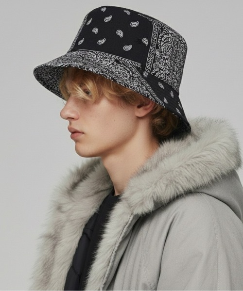 VIBGYOR（ヴィブジョー）の「【IZU】 ペイズリーバンダナバケットハット（ハット・メンズ・ブラック/ホワイト・FREE）」の13枚目の写真