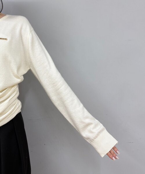 CAPRICIEUX LE'MAGE（カプリシューレマージュ）の「カーディガン風アシメニット（ニット/セーター・レディース・ベージュ/オフホワイト/チャコールグレー・FREE）」の16枚目の写真