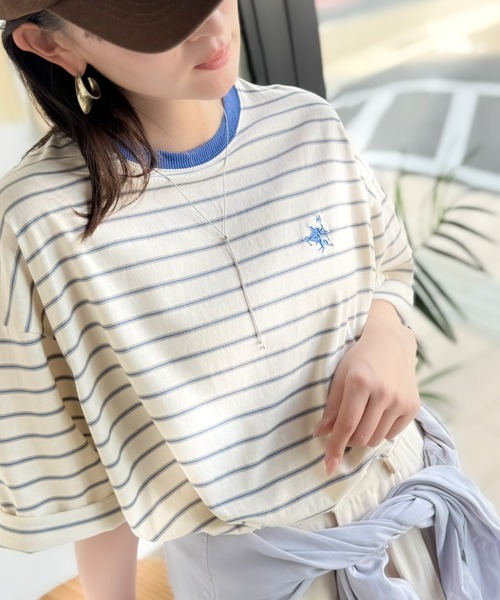 Java(ジャバ)の「《JaVaジャバコラボ》着回し自在で日常に馴染む♪ 胸刺繍マルチボーダーアソートTシャツ(Tシャツ/カットソー・レディース・ブラウン/ブラック/ブルー・LARGE/MEDIUM/SMALL/X-LARGE)」の21枚目の写真