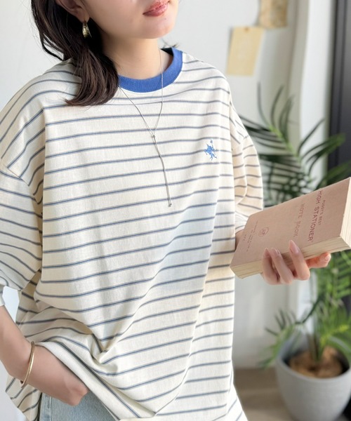Java(ジャバ)の「《JaVaジャバコラボ》着回し自在で日常に馴染む♪ 胸刺繍マルチボーダーアソートTシャツ(Tシャツ/カットソー・レディース・ブラウン/ブラック/ブルー・LARGE/MEDIUM/SMALL/X-LARGE)」の22枚目の写真