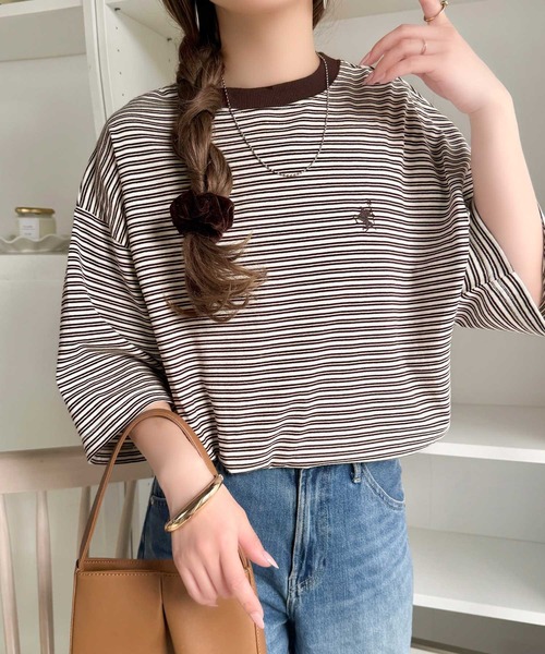 Java(ジャバ)の「《JaVaジャバコラボ》着回し自在で日常に馴染む♪ 胸刺繍マルチボーダーアソートTシャツ(Tシャツ/カットソー・レディース・ブラウン/ブラック/ブルー・LARGE/MEDIUM/SMALL/X-LARGE)」の17枚目の写真