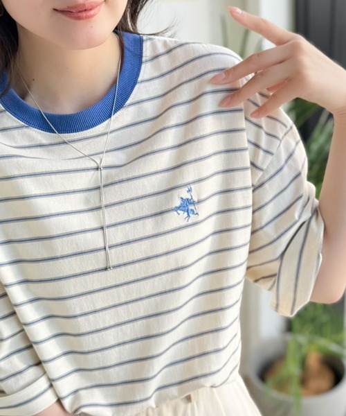 Java(ジャバ)の「《JaVaジャバコラボ》着回し自在で日常に馴染む♪ 胸刺繍マルチボーダーアソートTシャツ(Tシャツ/カットソー・レディース・ブラウン/ブラック/ブルー・LARGE/MEDIUM/SMALL/X-LARGE)」の20枚目の写真