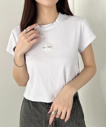 Calvin Klein(カルバン・クライン)/モノグラム ベイビー クロップド リブ クルーネック 半袖 Tシャツ/CK MONOGRAM BABY DOLL TEE