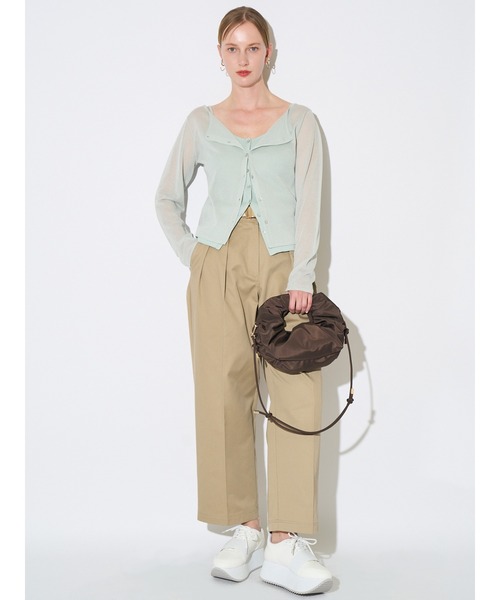 OUTDOOR PRODUCTS(アウトドアプロダクツ)の「【OUTDOOR PRODUCTS×ELLENDEEK別注】タックサークルバッグ(ハンドバッグ・レディース・ラベンダー/ブラウン/オフホワイト・FREE)」の4枚目の写真