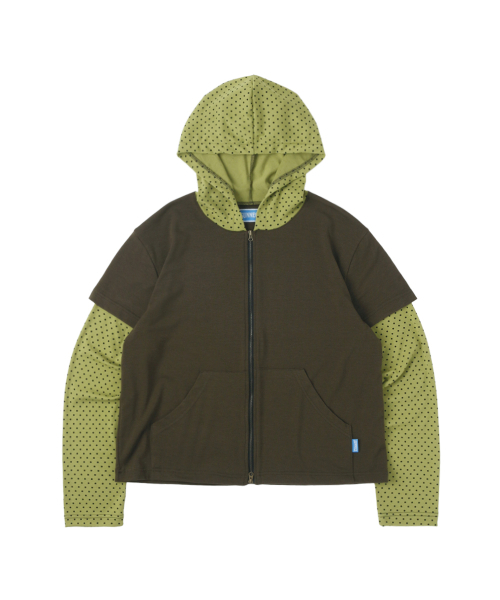 P.D. Layered Zip Hoodie - Green