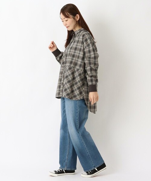one'sterrace(ワンズテラス)の「コットンツイル チェック柄チュニックシャツ(シャツ/ブラウス・レディース・グレー系その他7/ベージュ系8/ネイビー系5・02)」の10枚目の写真